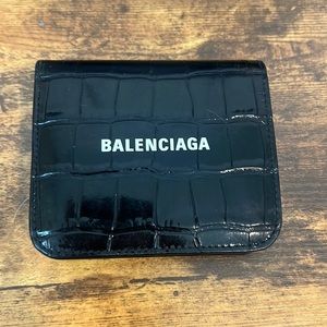 Black Balenciaga croc wallet